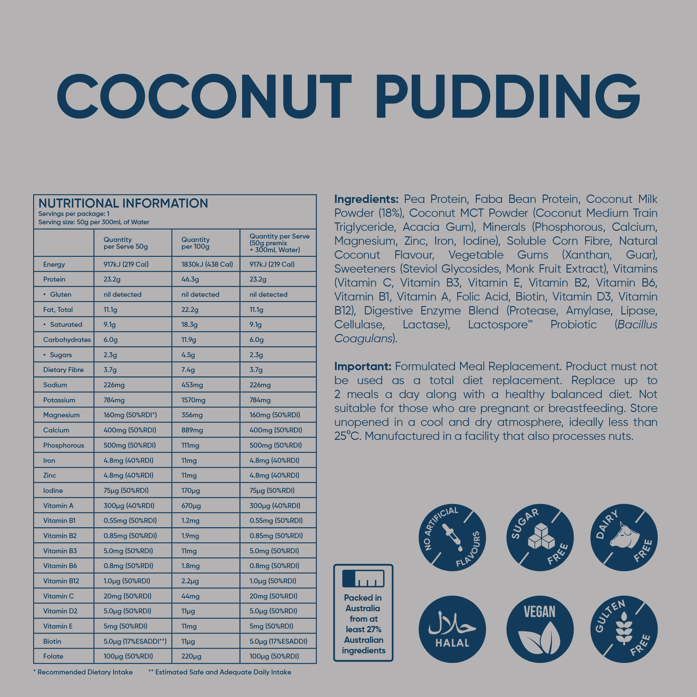 Coconut Pudding - Daily Shake - Premium Meal Replacement Shakes