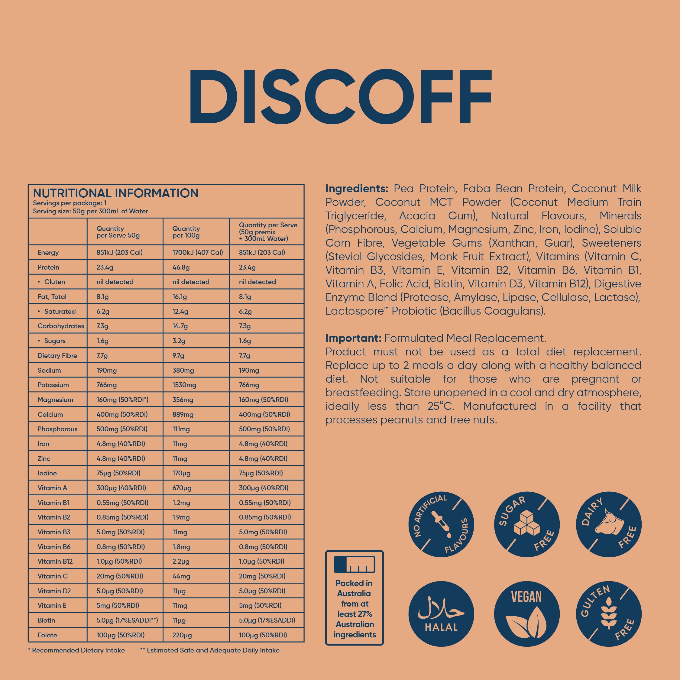 Discoff Single Sachet Pack - Daily Shake - Premium Meal Replacement Shakes