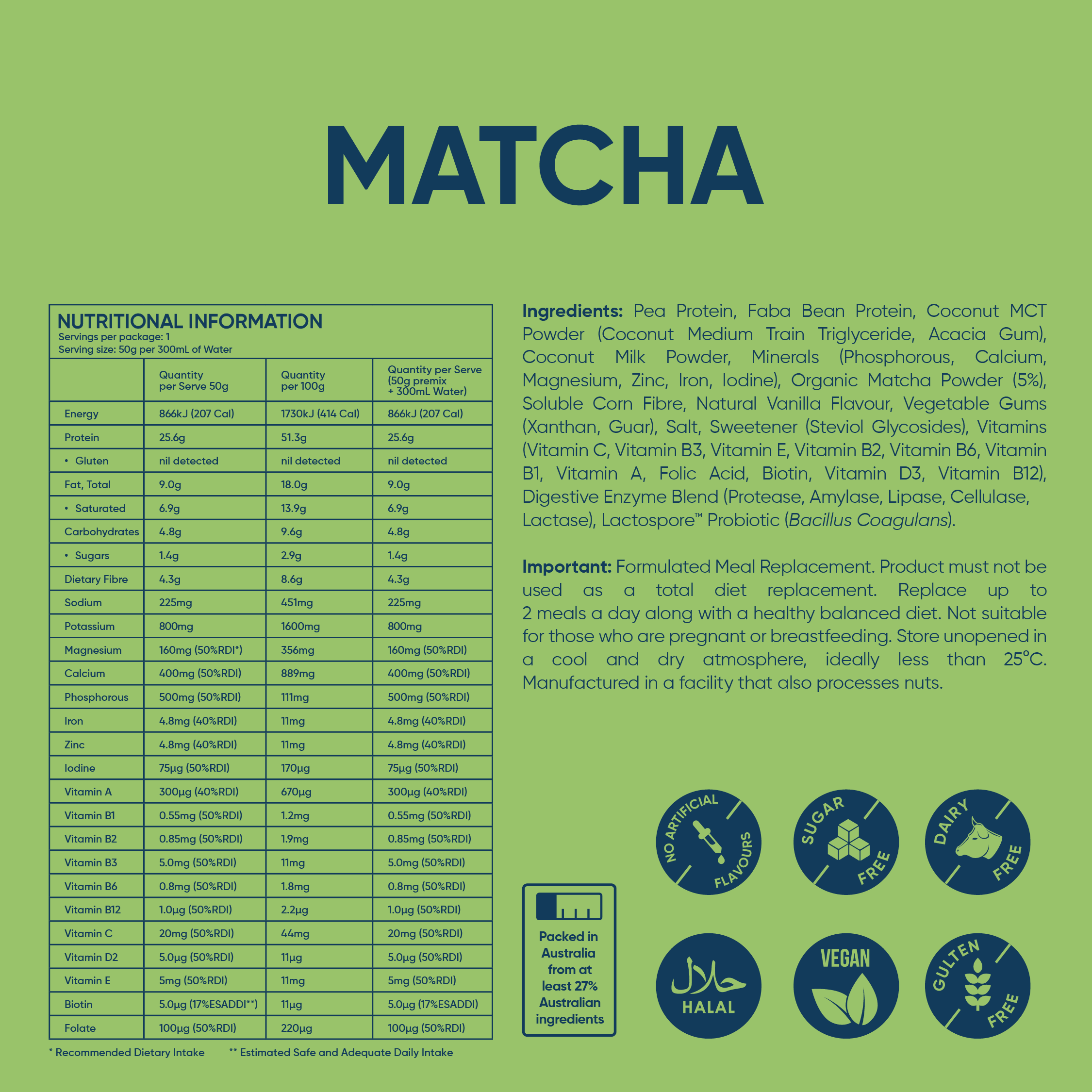 Matcha - Daily Shake - Premium Meal Replacement Shakes