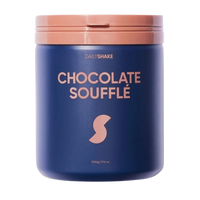 Blue container of DailyShake Chocolate Souffle on a white background