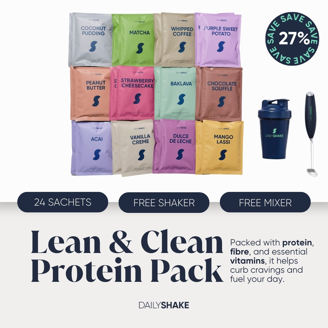 Clean & Lean Protein Pack | 24 Sachets + Shaker & Electric Mixer | High ...