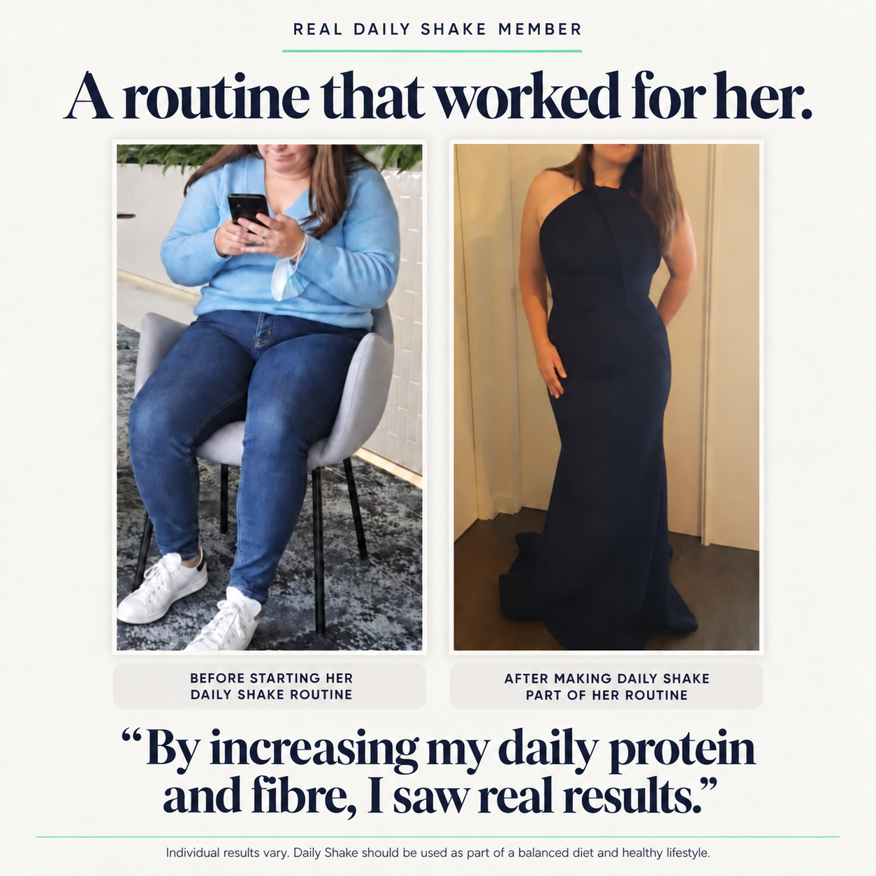 Real Daily Shake member before and after results