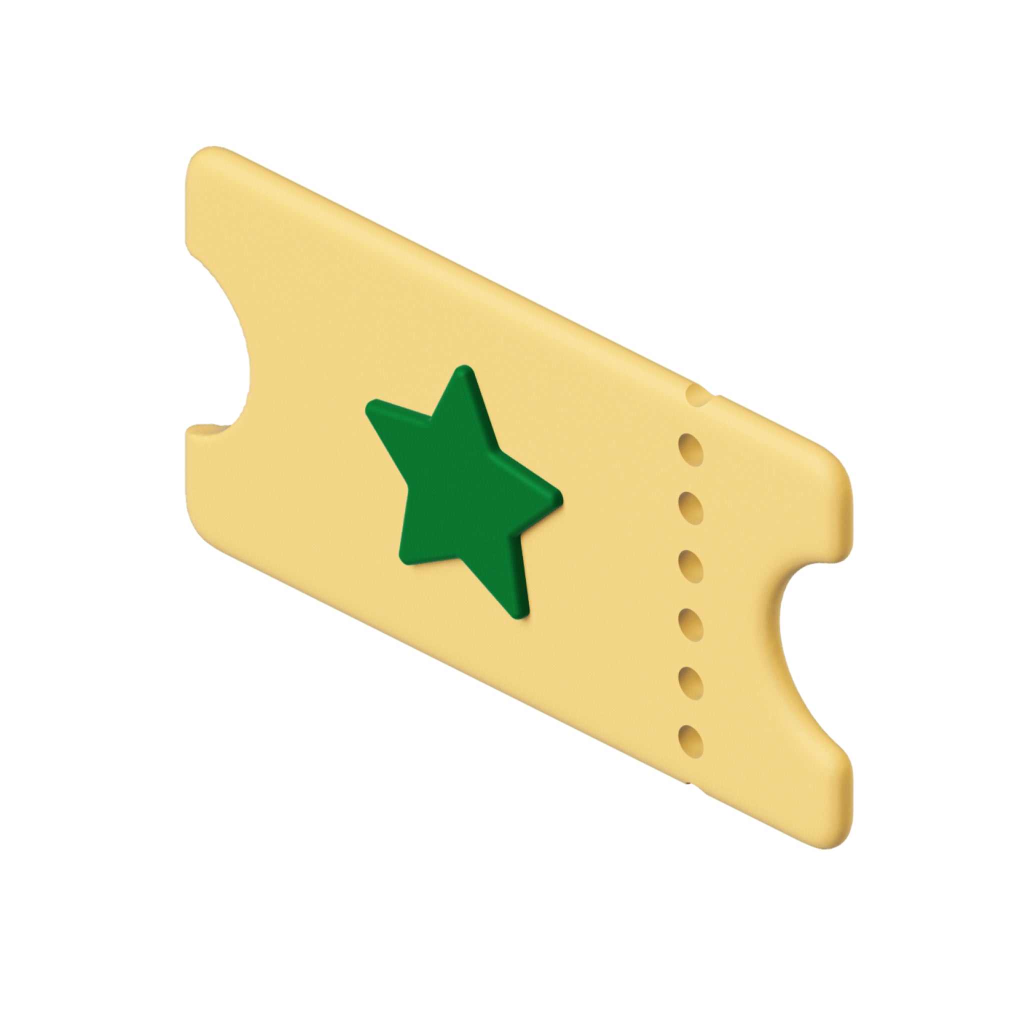 Yellow guitar pickguard with a green star on a white background